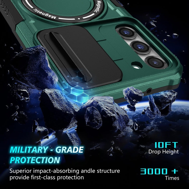 For Samsung Galaxy S23+ 5G Sliding Camshield Magsafe Holder TPU Hybrid PC Phone Case(Deep Green) - Galaxy S23+ 5G Cases by PMC Jewellery | Online Shopping South Africa | PMC Jewellery