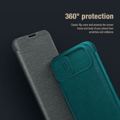 For iPhone 15 Plus NILLKIN QIN Series Pro Plain Leather Phone Case(Green) - iPhone 15 Plus Cases by NILLKIN | Online Shopping South Africa | PMC Jewellery