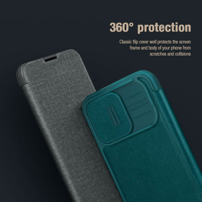 For iPhone 15 Pro Max NILLKIN QIN Series Pro Fabric Textured Leather Phone Case(Grey) - iPhone 15 Pro Max Cases by NILLKIN | Online Shopping South Africa | PMC Jewellery