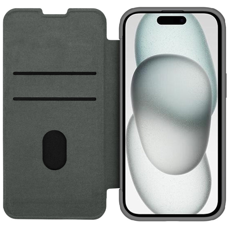 For iPhone 15 Plus NILLKIN QIN Series Pro Fabric Textured Leather Phone Case(Grey) - iPhone 15 Plus Cases by NILLKIN | Online Shopping South Africa | PMC Jewellery