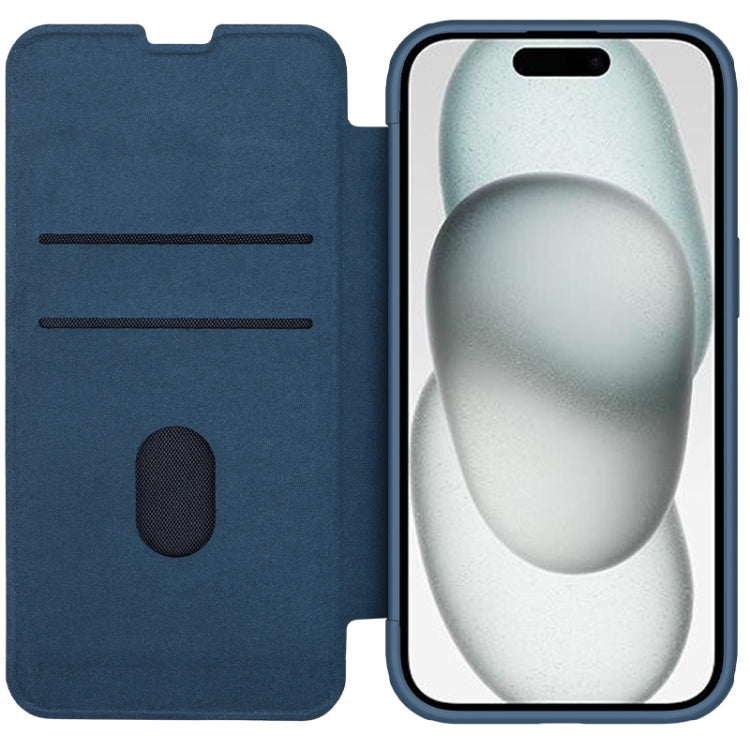 For iPhone 15 Plus NILLKIN QIN Series Pro Fabric Textured Leather Phone Case(Blue) - iPhone 15 Pro Max Cases by NILLKIN | Online Shopping South Africa | PMC Jewellery
