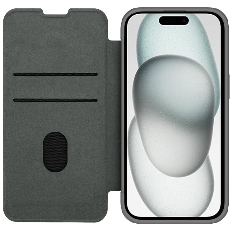 For iPhone 15 NILLKIN QIN Series Pro Fabric Textured Leather Phone Case(Grey) - iPhone 15 Cases by NILLKIN | Online Shopping South Africa | PMC Jewellery