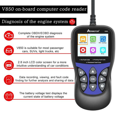 AERMOTOR V850 Car OBD2 Code Reader Diagnostic Scan Tool(Black) - Code Readers & Scan Tools by PMC Jewellery | Online Shopping South Africa | PMC Jewellery