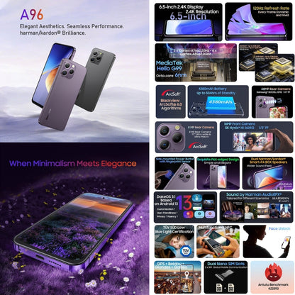 [HK Warehouse] Blackview A96, 12GB+256GB, Side Fingerprint, 6.5 inch Android 13 MediaTek Helio G99 Octa Core up to 2.2GHz, Network: 4G, NFC, OTG(Provence Purple) - Blackview by Blackview | Online Shopping South Africa | PMC Jewellery