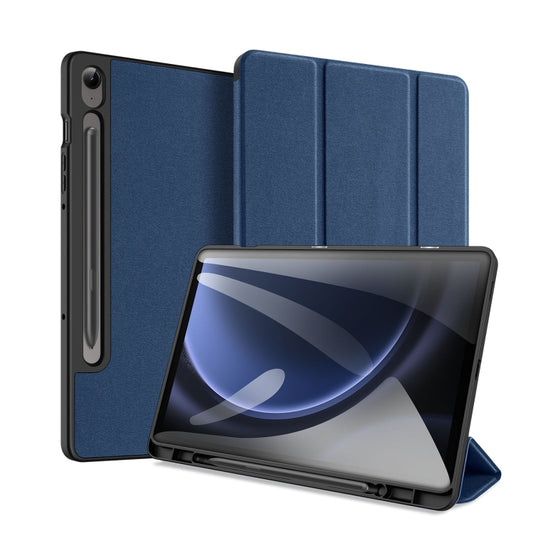 For Samsung Galaxy Tab S9 FE DUX DUCIS Domo Series Magnetic Flip Leather Tablet Case(Blue) - Galaxy Tab S9 FE by DUX DUCIS | Online Shopping South Africa | PMC Jewellery | Buy Now Pay Later Mobicred