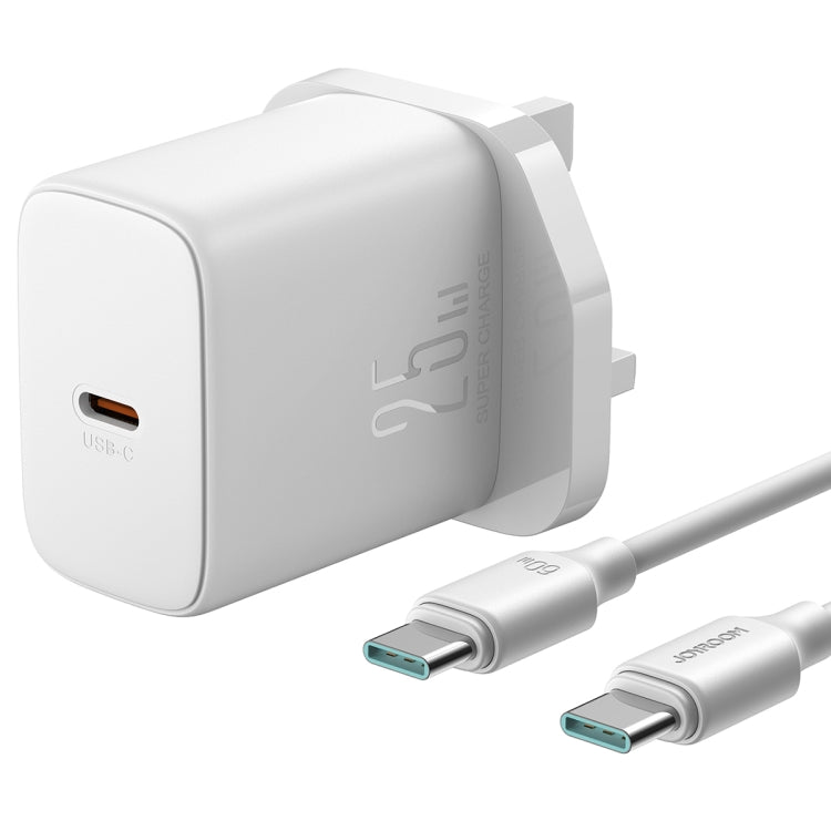 JOYROOM JR-TCF11 25W USB-C / Type-C Port Fast Charger with Cable Set, UK Plug(White) - USB Charger by JOYROOM | Online Shopping South Africa | PMC Jewellery