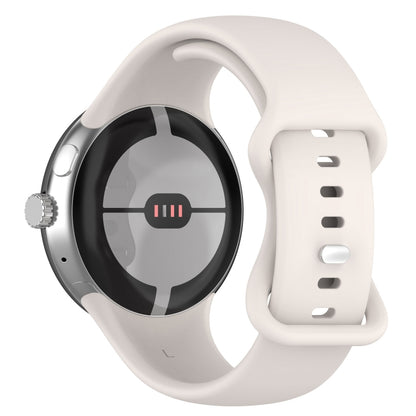 For Google Pixel Watch 2 Solid Color Silicone Watch Band, Size:S Size(Creamy White) - Watch Bands by PMC Jewellery | Online Shopping South Africa | PMC Jewellery