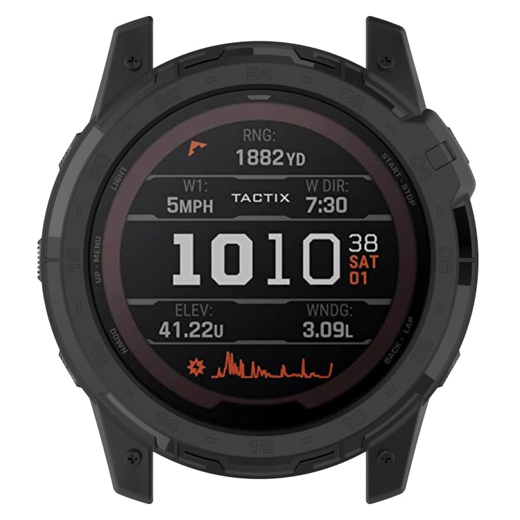 For Garmin Tactix 7 Amoled Armor Hollow TPU Watch Protective Case(Black) - Watch Cases by PMC Jewellery | Online Shopping South Africa | PMC Jewellery