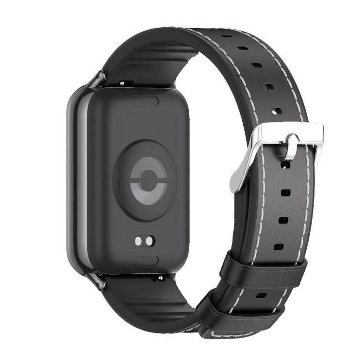 For Xiaomi Mi Band 8 Pro Mijobs TPU Leather Watch Band(Black) - Watch Bands by MIJOBS | Online Shopping South Africa | PMC Jewellery