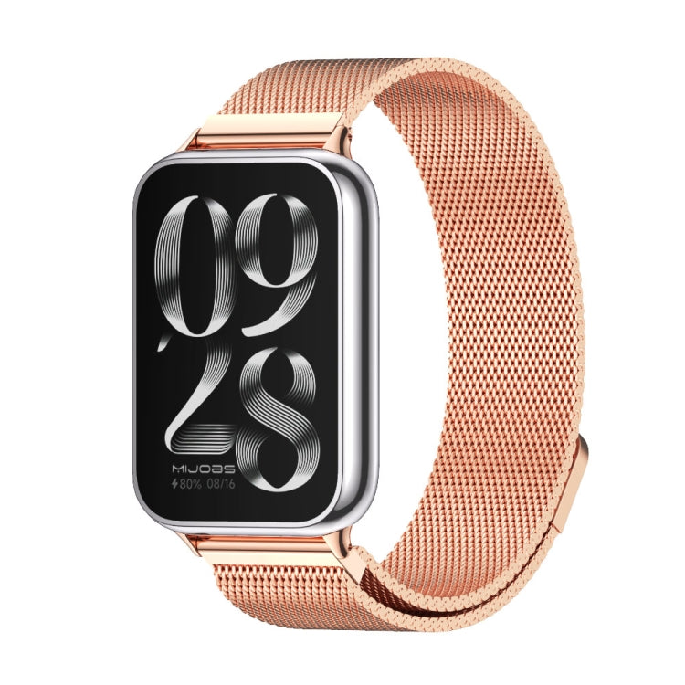 For Xiaomi Mi Band 8 Pro Mijobs Milan Magnetic Stainless Steel Watch Band(Rose Gold) - Watch Bands by MIJOBS | Online Shopping South Africa | PMC Jewellery