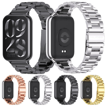 For Xiaomi Mi Band 8 Pro Mijobs Three-Bead Stainless Steel Watch Band(Black) - Watch Bands by MIJOBS | Online Shopping South Africa | PMC Jewellery