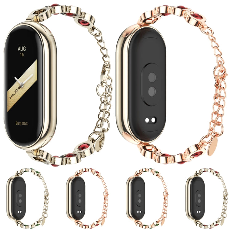 For Xiaomi Mi Band 8 Mijobs Mermaid Beauty Bracelet Watch Band(Light Gold Green) - Watch Bands by MIJOBS | Online Shopping South Africa | PMC Jewellery