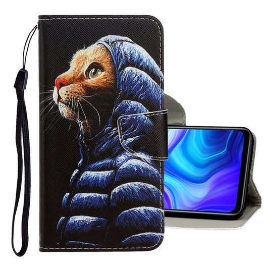 For Xiaomi Redmi 9A 3D Colored Drawing Horizontal Flip PU Leather Case with Holder & Card Slots & Wallet(Down Jacket Cat) - Xiaomi Cases by PMC Jewellery | Online Shopping South Africa | PMC Jewellery