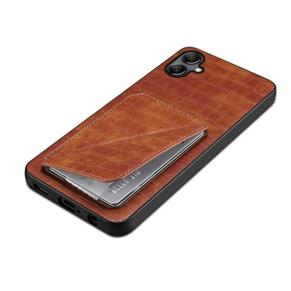 For Samsung Galaxy S23 FE 5G Denior Imitation Crocodile Leather Back Phone Case with Holder(Brown) - Galaxy S23 FE 5G Cases by Denior | Online Shopping South Africa | PMC Jewellery
