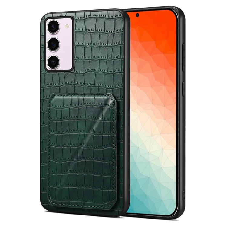 For Samsung Galaxy S24 5G Denior Imitation Crocodile Leather Back Phone Case with Holder(Green) - Galaxy S24 5G Cases by Denior | Online Shopping South Africa | PMC Jewellery