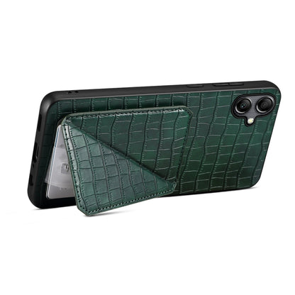 For Samsung Galaxy S24+ 5G Denior Imitation Crocodile Leather Back Phone Case with Holder(Green) - Galaxy S24+ 5G Cases by Denior | Online Shopping South Africa | PMC Jewellery