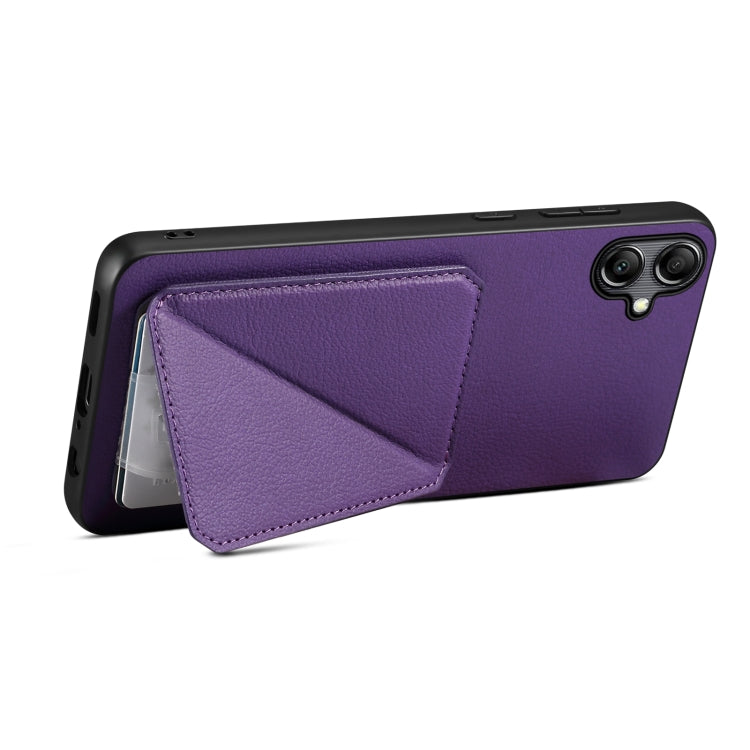 For Samsung Galaxy S24 Ultra 5G Denior Imitation Calf Leather Back Phone Case with Holder(Purple) - Galaxy S24 Ultra 5G Cases by Denior | Online Shopping South Africa | PMC Jewellery