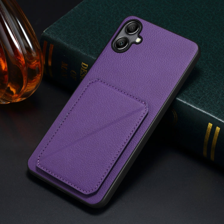 For Samsung Galaxy S24 Ultra 5G Denior Imitation Calf Leather Back Phone Case with Holder(Purple) - Galaxy S24 Ultra 5G Cases by Denior | Online Shopping South Africa | PMC Jewellery