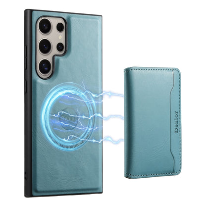 For Samsung Galaxy S24 Ultra 5G Denior Cowhide Texture Leather MagSafe Detachable Wallet Phone Case(Blue) - Galaxy S24 Ultra 5G Cases by Denior | Online Shopping South Africa | PMC Jewellery