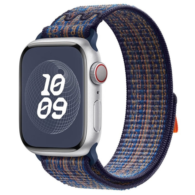 For Apple Watch Series 4 44mm Loop Nylon Watch Band(Royal Blue Orange) - Watch Bands by PMC Jewellery | Online Shopping South Africa | PMC Jewellery