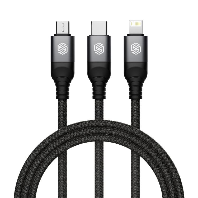 Nillkin Swift Pro 1m 3 in 1 USB to 8 Pin + Type-C + Micro USB Fast Charging Cable(Black) - Multifunction Cable by NILLKIN | Online Shopping South Africa | PMC Jewellery