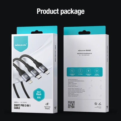Nillkin Swift Pro 1m 3 in 1 USB to 8 Pin + Type-C + Micro USB Fast Charging Cable(Black) - Multifunction Cable by NILLKIN | Online Shopping South Africa | PMC Jewellery