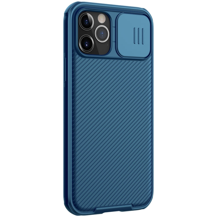 For iPhone 12 / 12 Pro NILLKIN Black Mirror Pro Series Camshield Full Coverage Dust-proof Scratch Resistant Phone Case(Blue) - iPhone 12 / 12 Pro Cases by NILLKIN | Online Shopping South Africa | PMC Jewellery