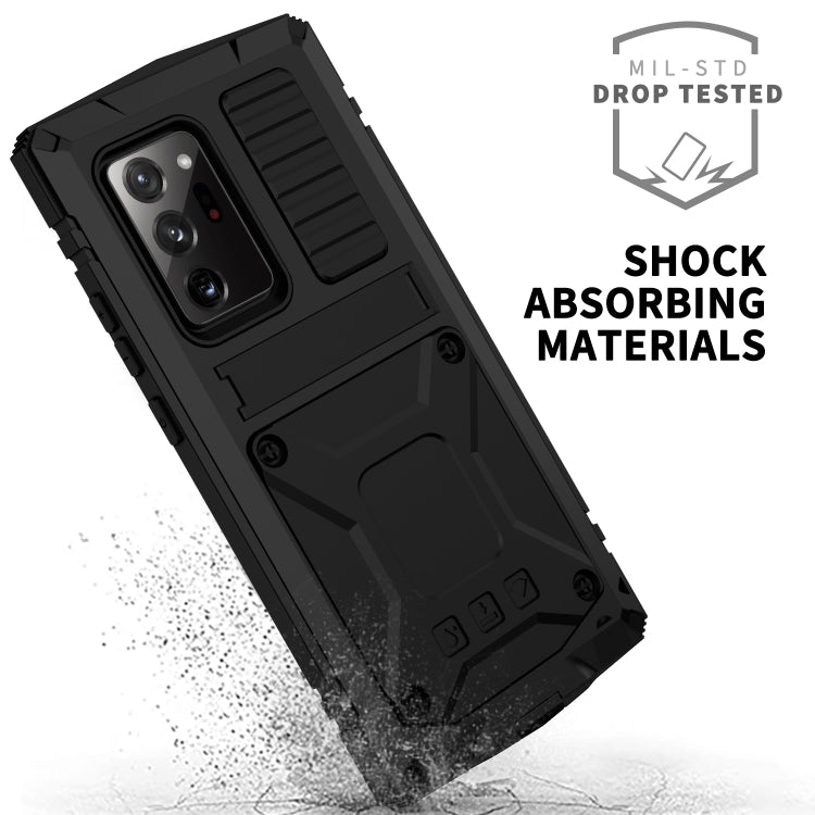 For Samsung Galaxy Note 20 Ultra R-JUST Shockproof Waterproof Dust-proof Metal + Silicone Protective Case with Holder(Black) - Galaxy Note20 Cases by R-JUST | Online Shopping South Africa | PMC Jewellery