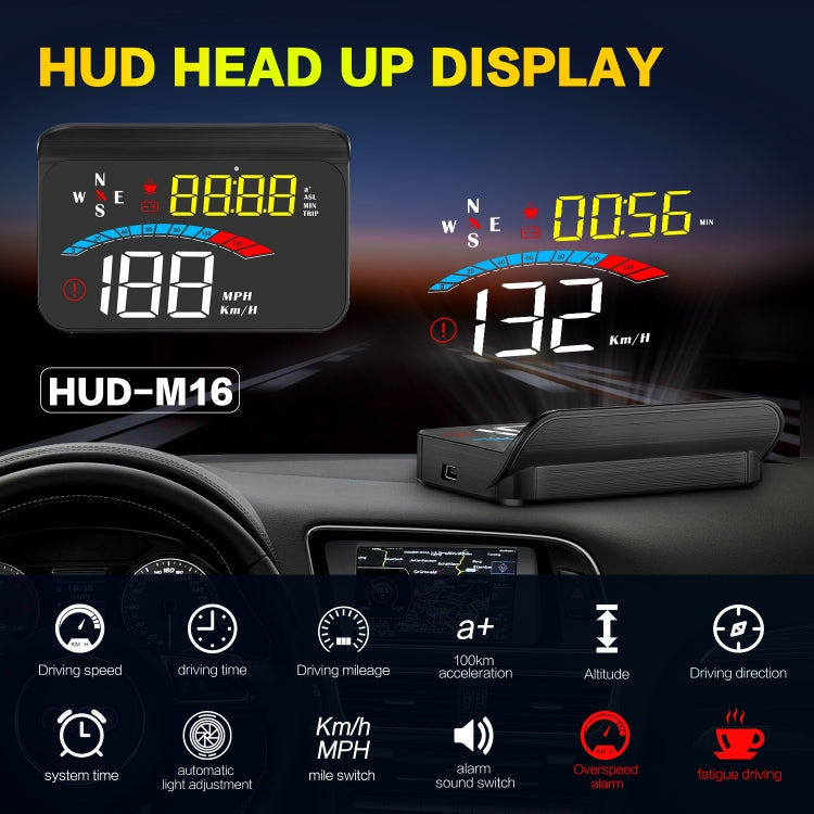 M16 Car HUD Head-up Display GPS Speed Meter Speed / Voltage - Head Up Display System by PMC Jewellery | Online Shopping South Africa | PMC Jewellery