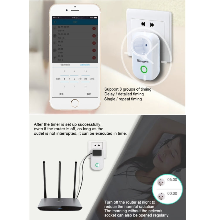 Sonoff S20-EU WiFi Smart Power Plug Socket Wireless Remote Control Timer Power Switch, Compatible with Alexa and Google Home, Support iOS and Android,  EU Plug - Smart Socket by Sonoff | Online Shopping South Africa | PMC Jewellery