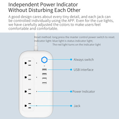 YPS11 Four Holes + 4 x USB Multi-purpose WiFi Smart Power Strip, US Plug - Smart Socket by PMC Jewellery | Online Shopping South Africa | PMC Jewellery