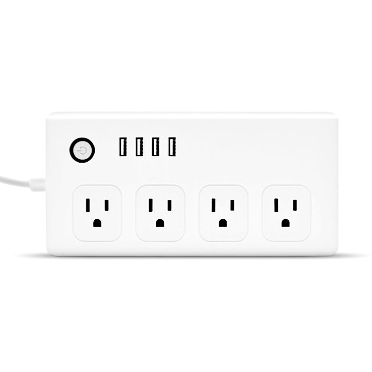 4 x USB Ports + 4 x US Plug Jack WiFi Remote Control Smart Power Socket Works with Alexa & Google Home, AC 110-240V, US Plug - Smart Socket by PMC Jewellery | Online Shopping South Africa | PMC Jewellery