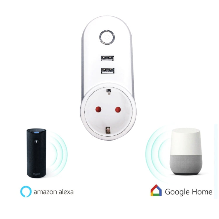 SA-002 2 USB Ports + 1 EU Socket WiFi Smart Power Plug Socket, Compatible with Alexa and Google Home, AC 110V-230V, EU Plug - Smart Socket by PMC Jewellery | Online Shopping South Africa | PMC Jewellery