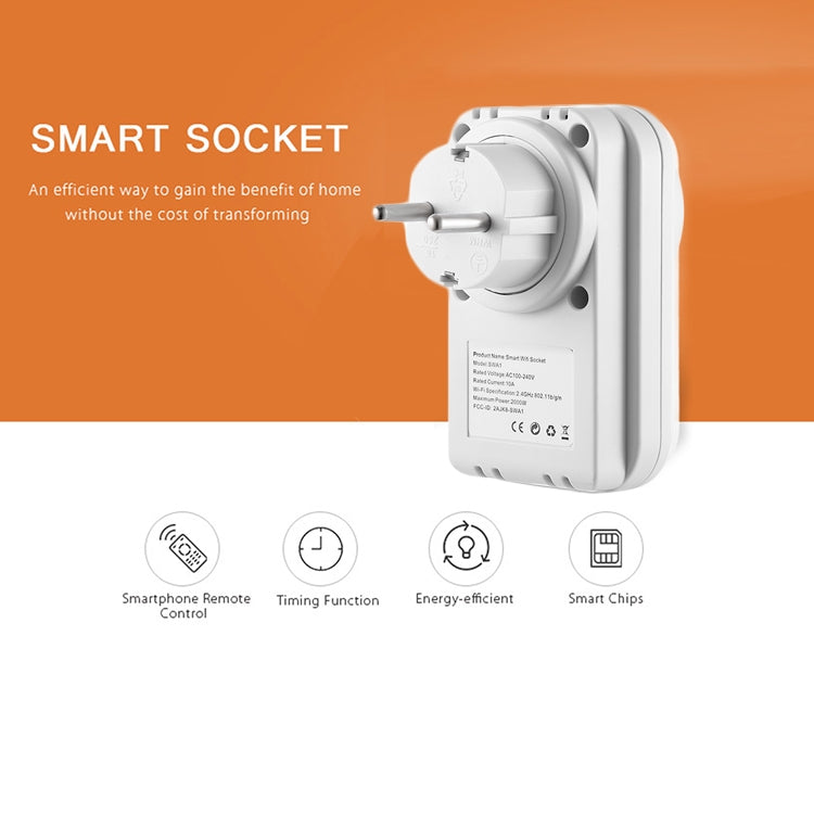 SWA1 10A Home Automation Wireless Smart WiFi Socket, Support Smartphone Remote Control & Timing Switch & Alexa & Google Home - Smart Socket by PMC Jewellery | Online Shopping South Africa | PMC Jewellery