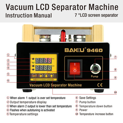 BAKU BK-946D 200W Vacuum LCD Touch Panel Separator Machine, AC 220V - Separation Equipment by BAKU | Online Shopping South Africa | PMC Jewellery