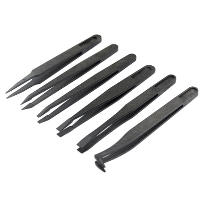 JF-S6in1 6 in 1 Anti-static Carbon Fiber Straight and Curved Tip Tweezers(Black) - Tweezers by JIAFA | Online Shopping South Africa | PMC Jewellery