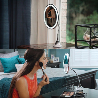 Suction Cup Type LED Lighted Makeup Mirror Flexible Wall Mounted Folding Mirror - Mirror by PMC Jewellery | Online Shopping South Africa | PMC Jewellery