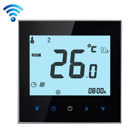 BHT-1000-GB-WIFI 16A Load Electronic Heating Type Touch LCD Digital WiFi Heating Room Thermostat with Sensor, Display Clock / Temperature / Periods / Time / Week / Heat etc.(Black) - Indoor Thermometer by PMC Jewellery | Online Shopping South Africa | PMC Jewellery