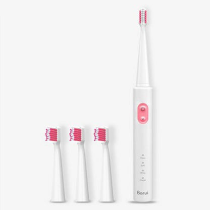 USB Wireless Charge Sonic Electric Toothbrush Adult Oral Hygiene Rechargeable Ultrasonic Tooth Brush with 4 Brush Heads (Pink) - Toothbrushes by PMC Jewellery | Online Shopping South Africa | PMC Jewellery