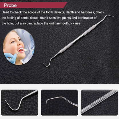 6 in 1 Dental Tool Set (Stainless Steel Probe + Hoe-shaped Dentist + Sickle Dentist + Tooth Stain Rejection Device + Dental Tweezers + Mouth Mirror) - Dental Tools by PMC Jewellery | Online Shopping South Africa | PMC Jewellery