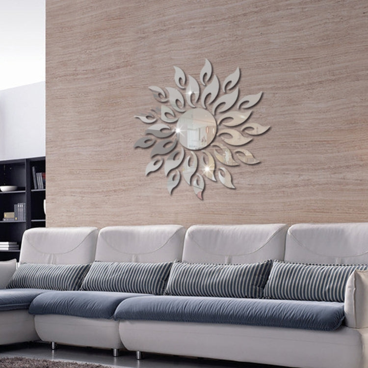 Sunflower Mirror Wall Sticker Bedroom Living Room Decoration Wall Stickers(Silver) - Decorative Mirrors by PMC Jewellery | Online Shopping South Africa | PMC Jewellery