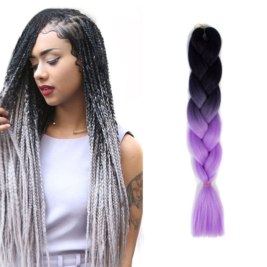 Fashion Color Gradient Individual Braid Wigs Chemical Fiber Big Braids, Length: 60cm(58 Black+Light Purple) - Wigs by PMC Jewellery | Online Shopping South Africa | PMC Jewellery