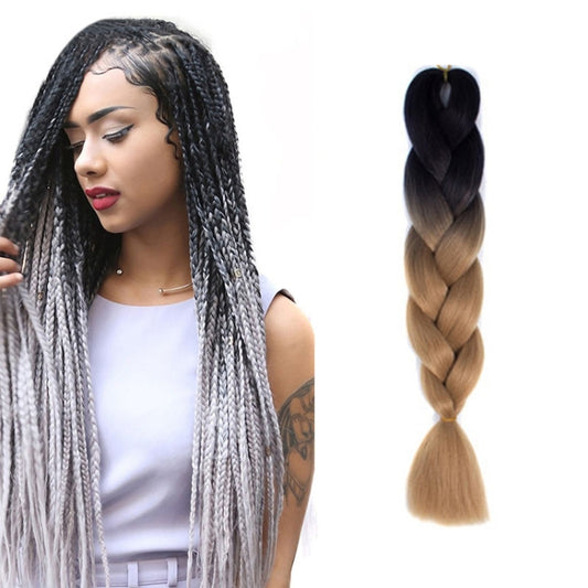 Fashion Color Gradient Individual Braid Wigs Chemical Fiber Big Braids, Length: 60cm(33 Black+Light Brown) - Wigs by PMC Jewellery | Online Shopping South Africa | PMC Jewellery