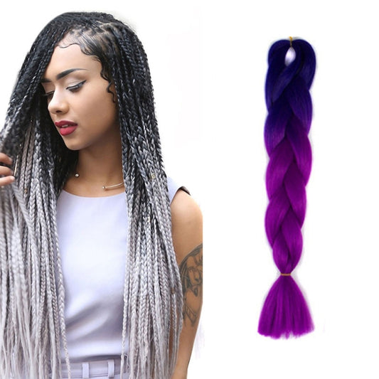 Fashion Color Gradient Individual Braid Wigs Chemical Fiber Big Braids, Length: 60cm(40 Sapphire+Purple Red) - Wigs by PMC Jewellery | Online Shopping South Africa | PMC Jewellery