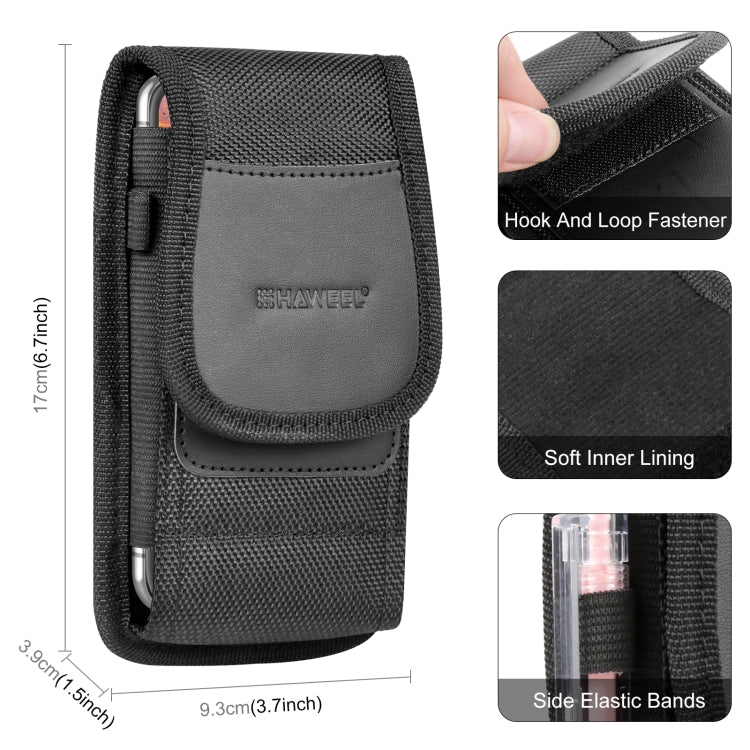 HAWEEL 4.7-6.1 inch Nylon Cloth Phone Belt Clip Carrying Pouch with Card Slot (Black) -  by HAWEEL | Online Shopping South Africa | PMC Jewellery