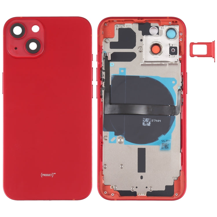 For iPhone 13 Battery Back Cover with Side Keys & Card Tray & Power + Volume Flex Cable & Wireless Charging Module(Red) - Back Cover by PMC Jewellery | Online Shopping South Africa | PMC Jewellery