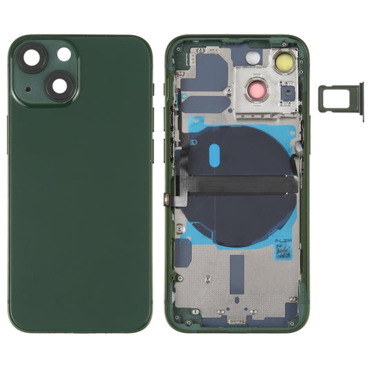 For iPhone 13 mini Battery Back Cover with Side Keys & Card Tray & Power + Volume Flex Cable & Wireless Charging Module(Green) - Back Cover by PMC Jewellery | Online Shopping South Africa | PMC Jewellery