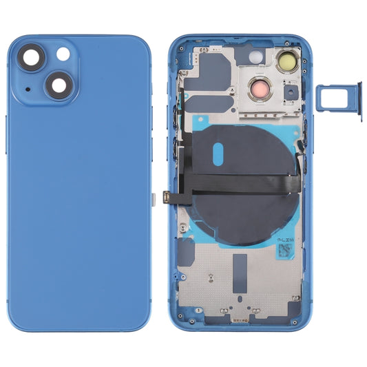 For iPhone 13 mini Battery Back Cover with Side Keys & Card Tray & Power + Volume Flex Cable & Wireless Charging Module(Blue) - Back Cover by PMC Jewellery | Online Shopping South Africa | PMC Jewellery