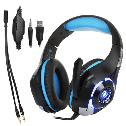 Beexcellent GM-1 Stereo Bass Gaming Wired Headphone with Microphone & LED Light, For PS4, Smartphone, Tablet, PC, Notebook(Blue) - Multimedia Headset by PMC Jewellery | Online Shopping South Africa | PMC Jewellery