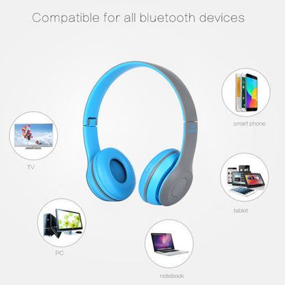 P47 Foldable Wireless Bluetooth Headphone with 3.5mm Audio Jack, Support MP3 / FM / Call(Blue) - Headset & Headphone by PMC Jewellery | Online Shopping South Africa | PMC Jewellery